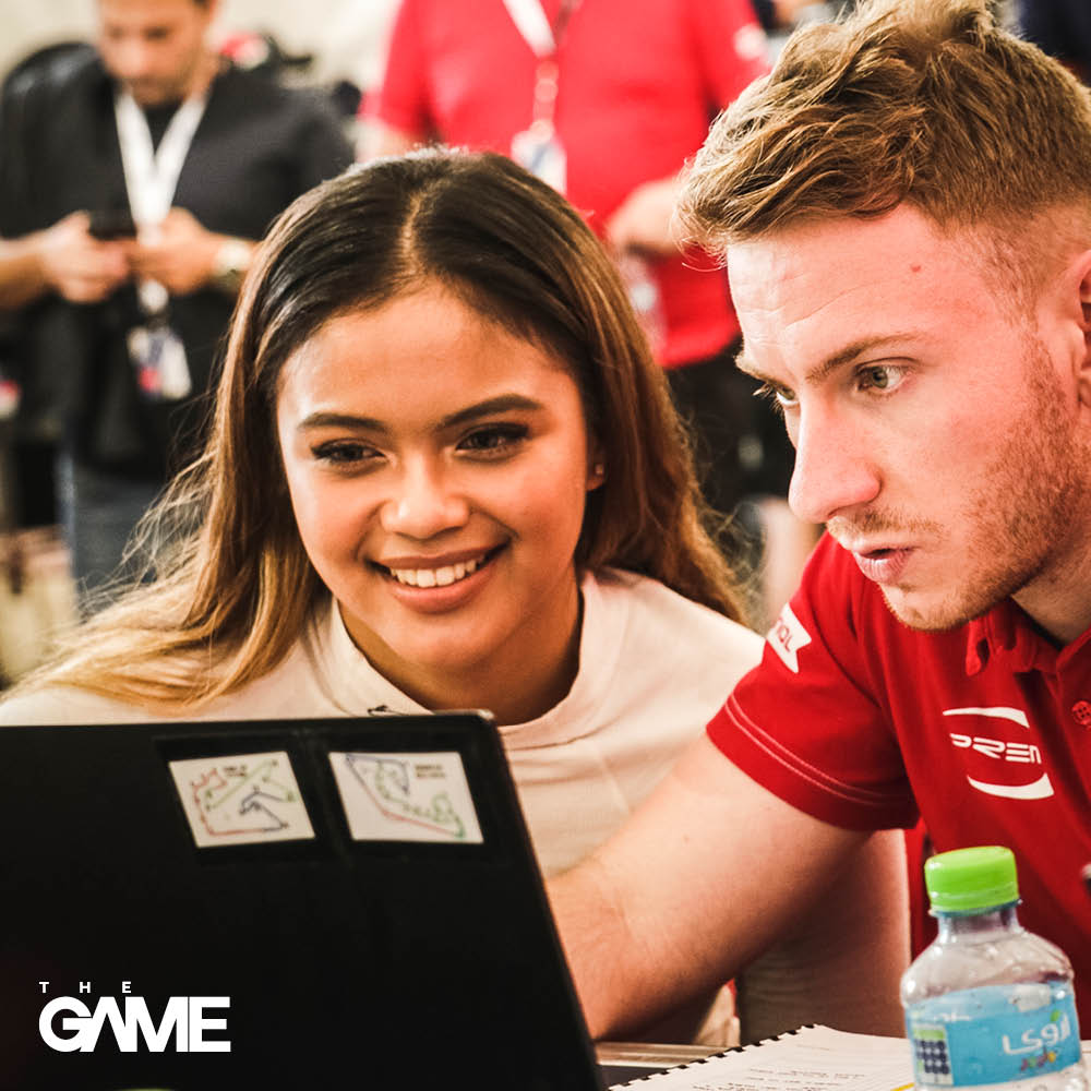 Bianca Bustamante works hard with her engineer to prepare before every race.