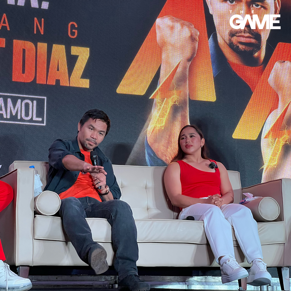 Filipino athletes Manny Pacquiao and Hidilyn Diaz faced one another in Alaxan's Showdown of the Year