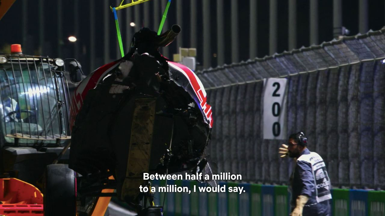 Gunther Steiner estimates the cost of Mick's crash on Drive to Survive