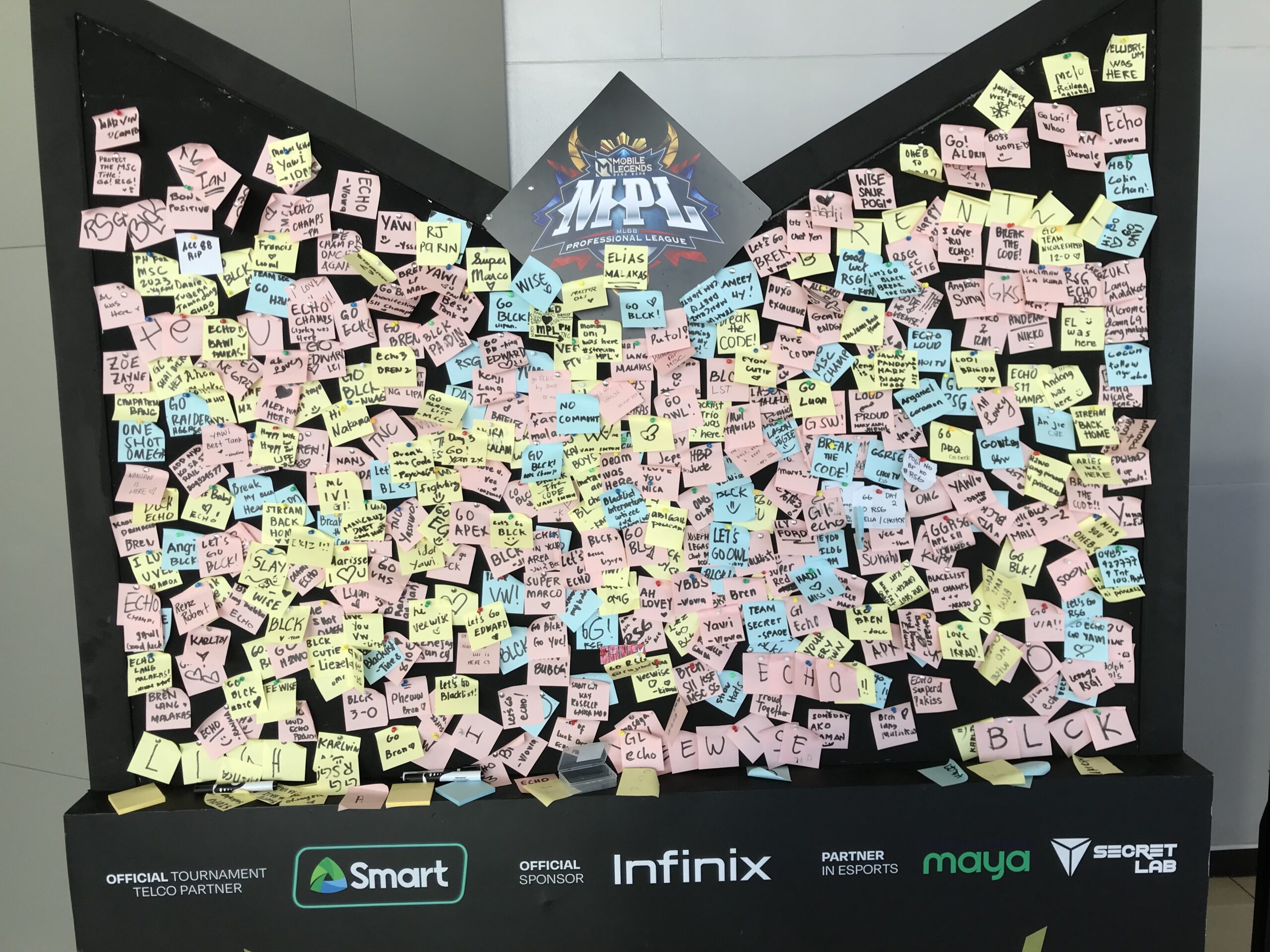 Fan board at the S11 playoffs