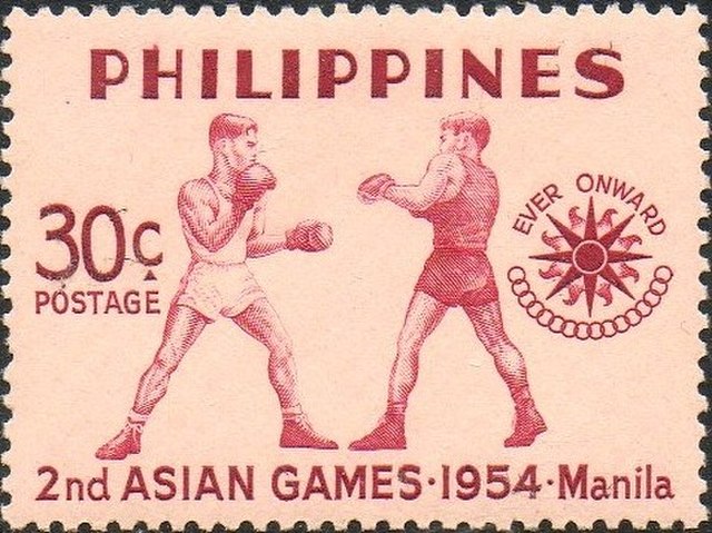 A stamp from the Philippines' hosting of the 2nd Asian Games in 1954