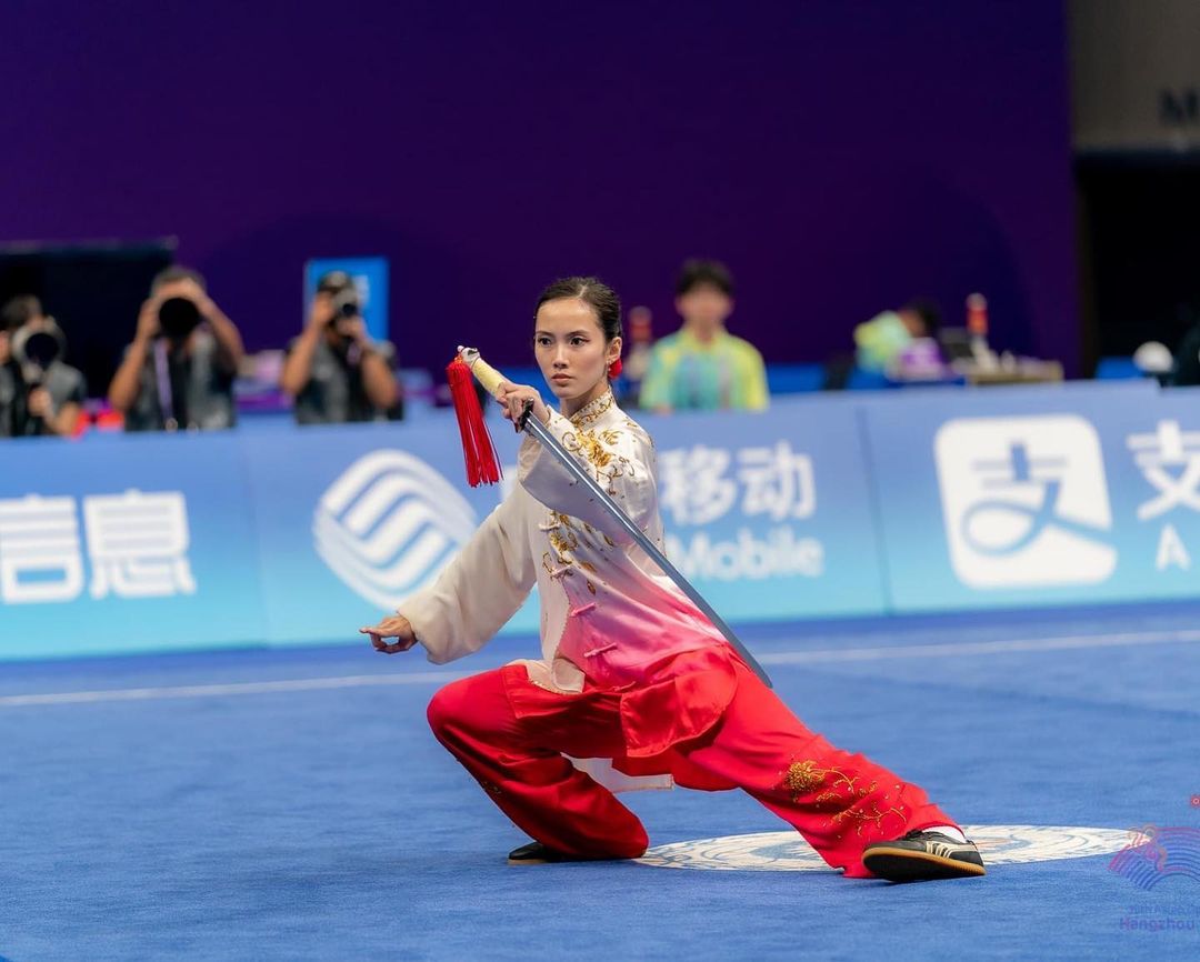 Agatha Wong competing in a Wushu tournament representing the Philippines