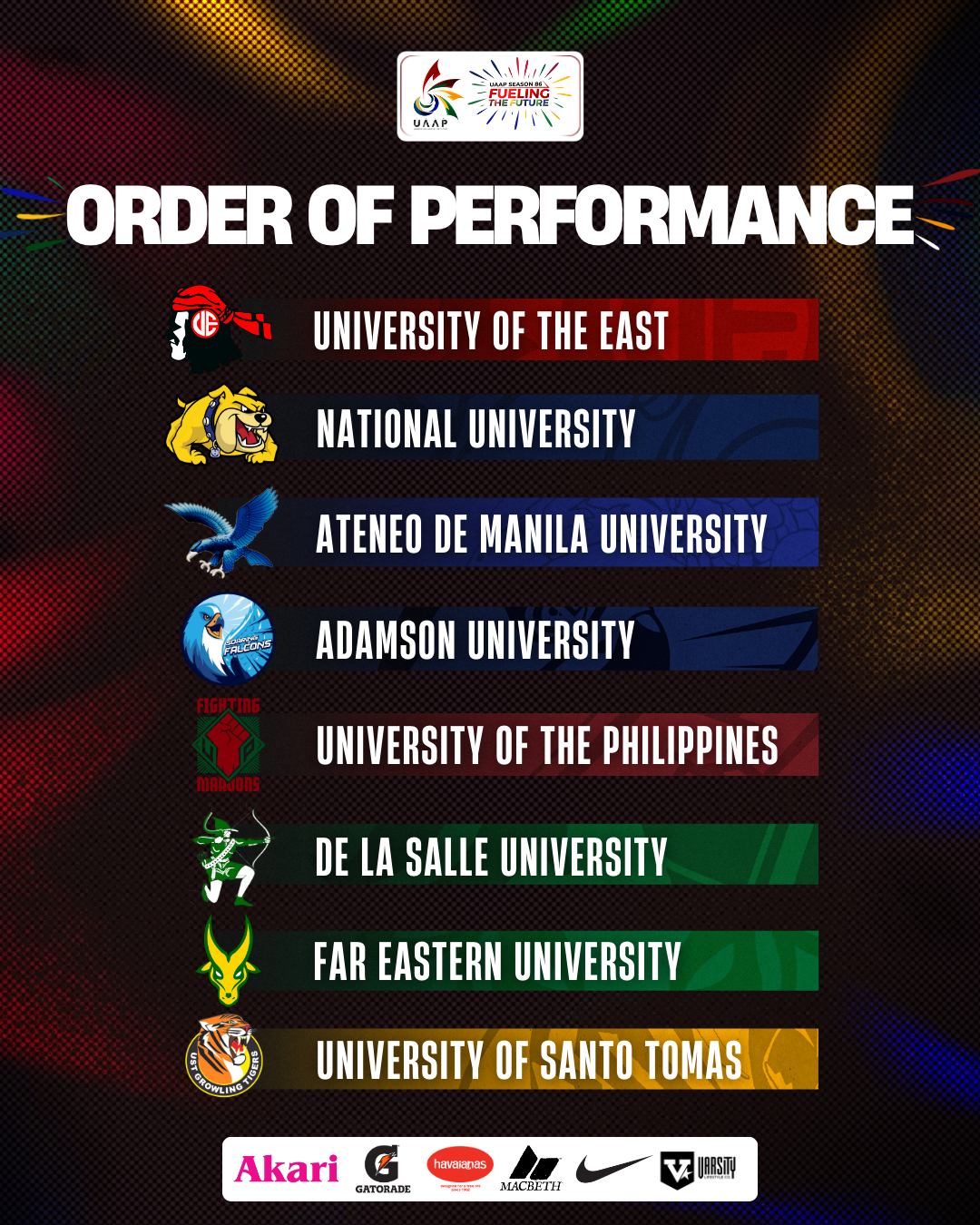 UAAP Season 86 Cheerdance Competition schedule 