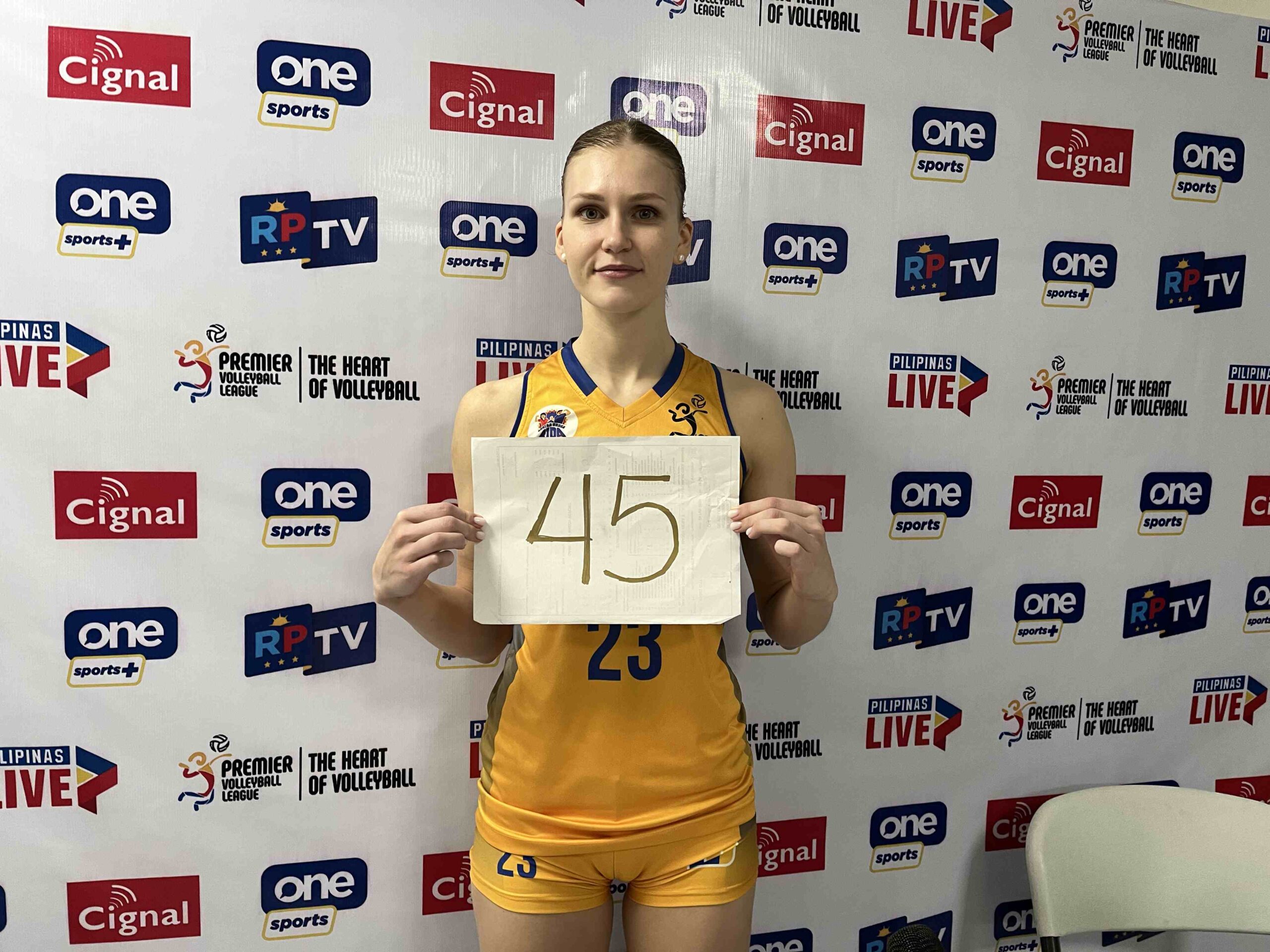Marina Tushova after resetting the PVL scoring record