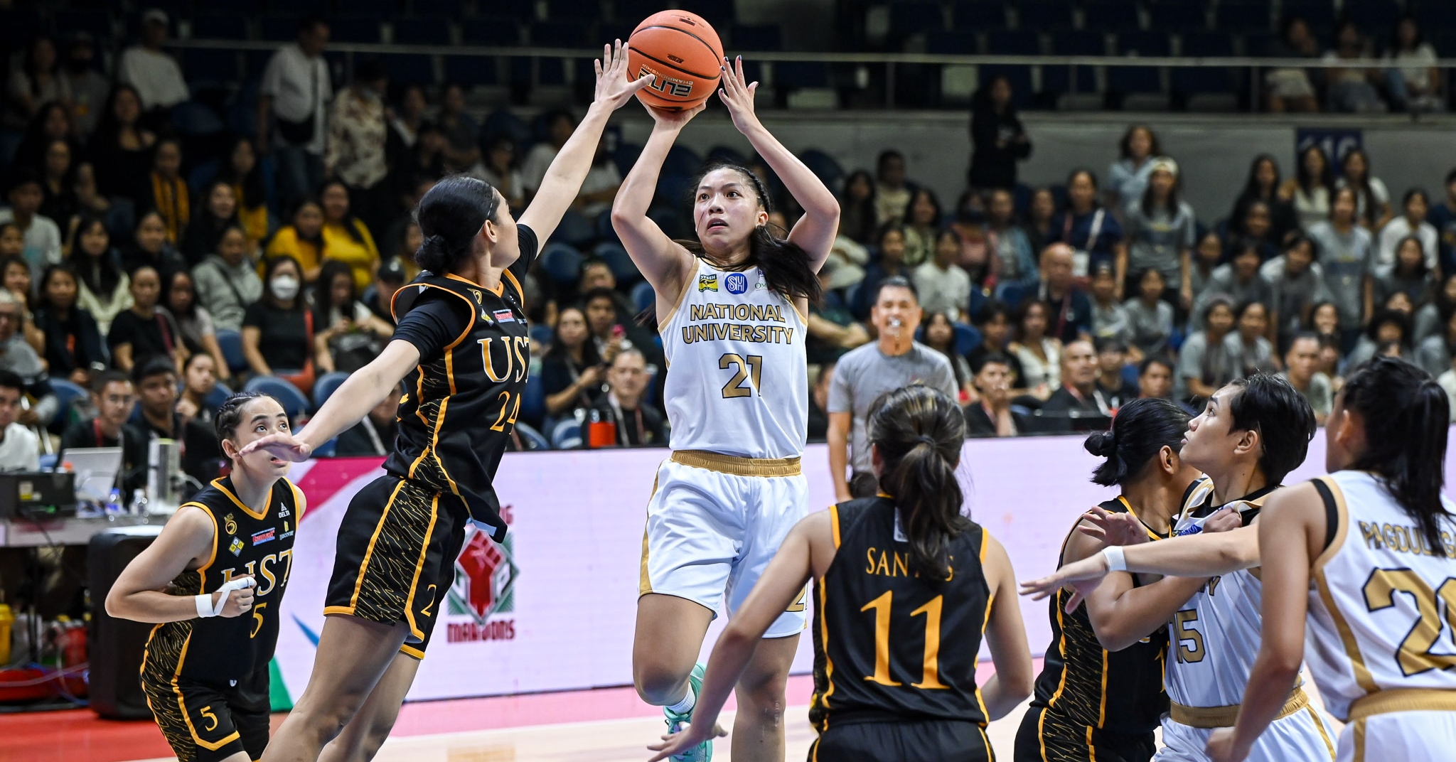 The NU Lady Bulldogs' captain Camille Clarin against UST