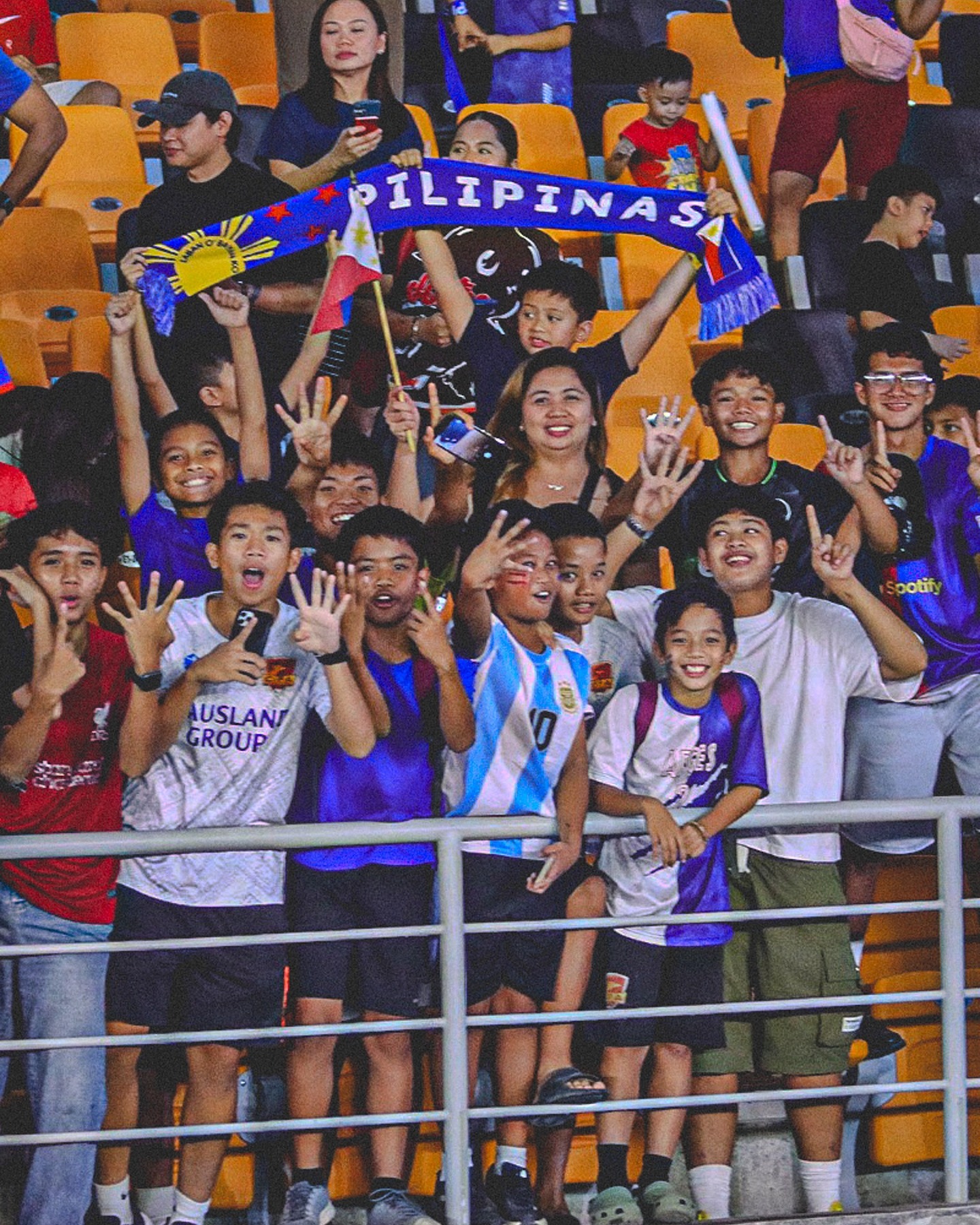 Filipino football fans at the Philippines vs. Maldives Asian Cup Qualifiers Match in New Clark City Stadium
