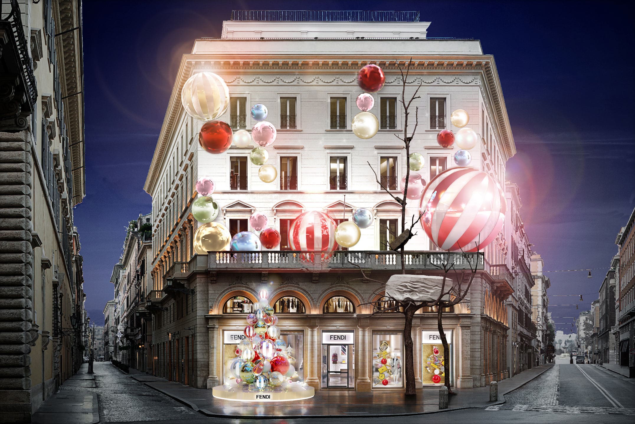 The FENDI Holiday Season 2024 Display In Roma Palazzo
