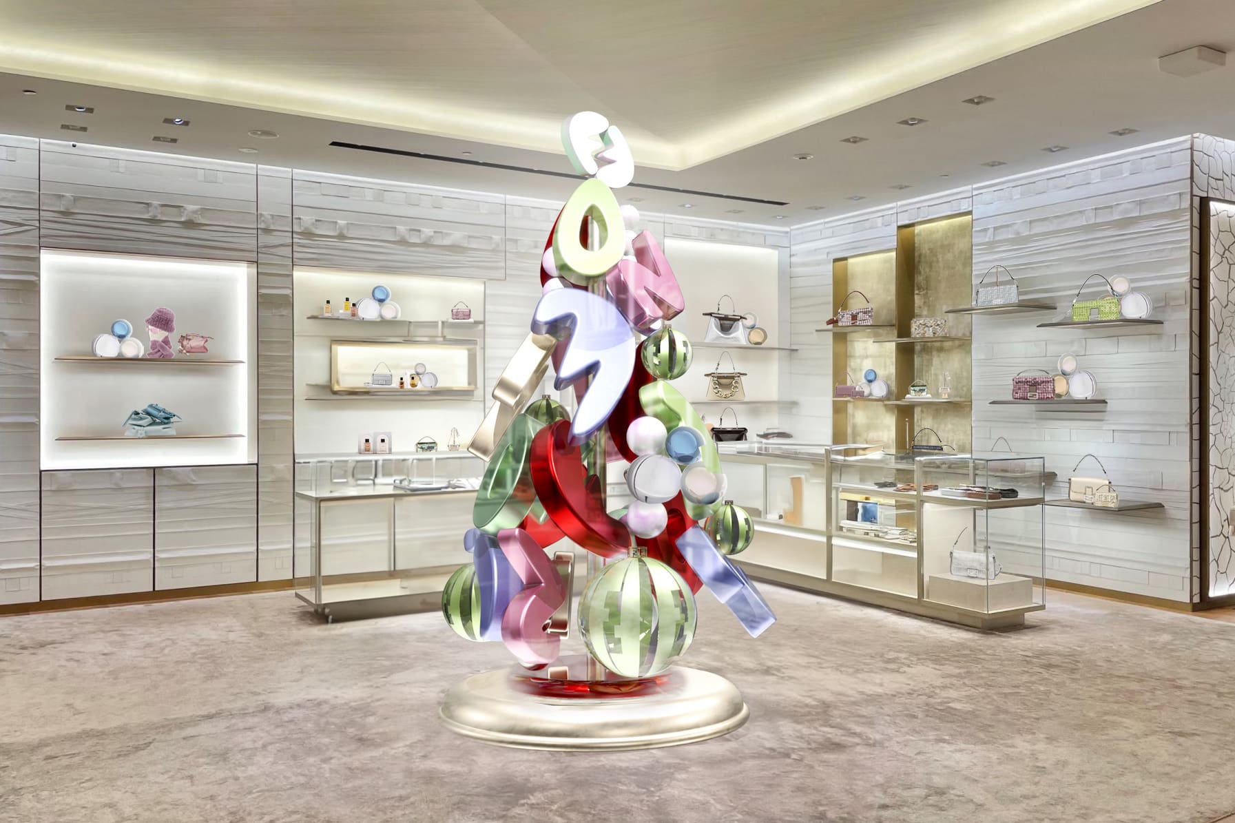 The FENDI Holiday Season 2024 Festive Tree in Ginza, Tokyo