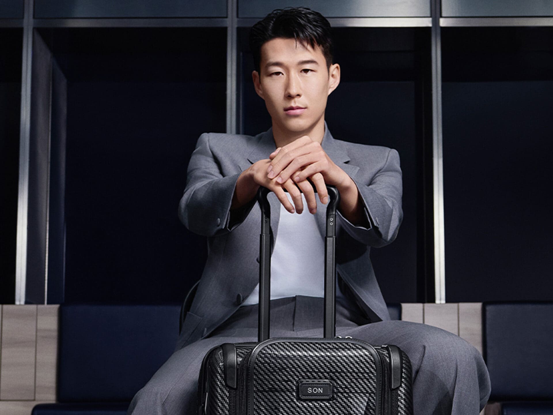 Son Heung Min with TUMI bag