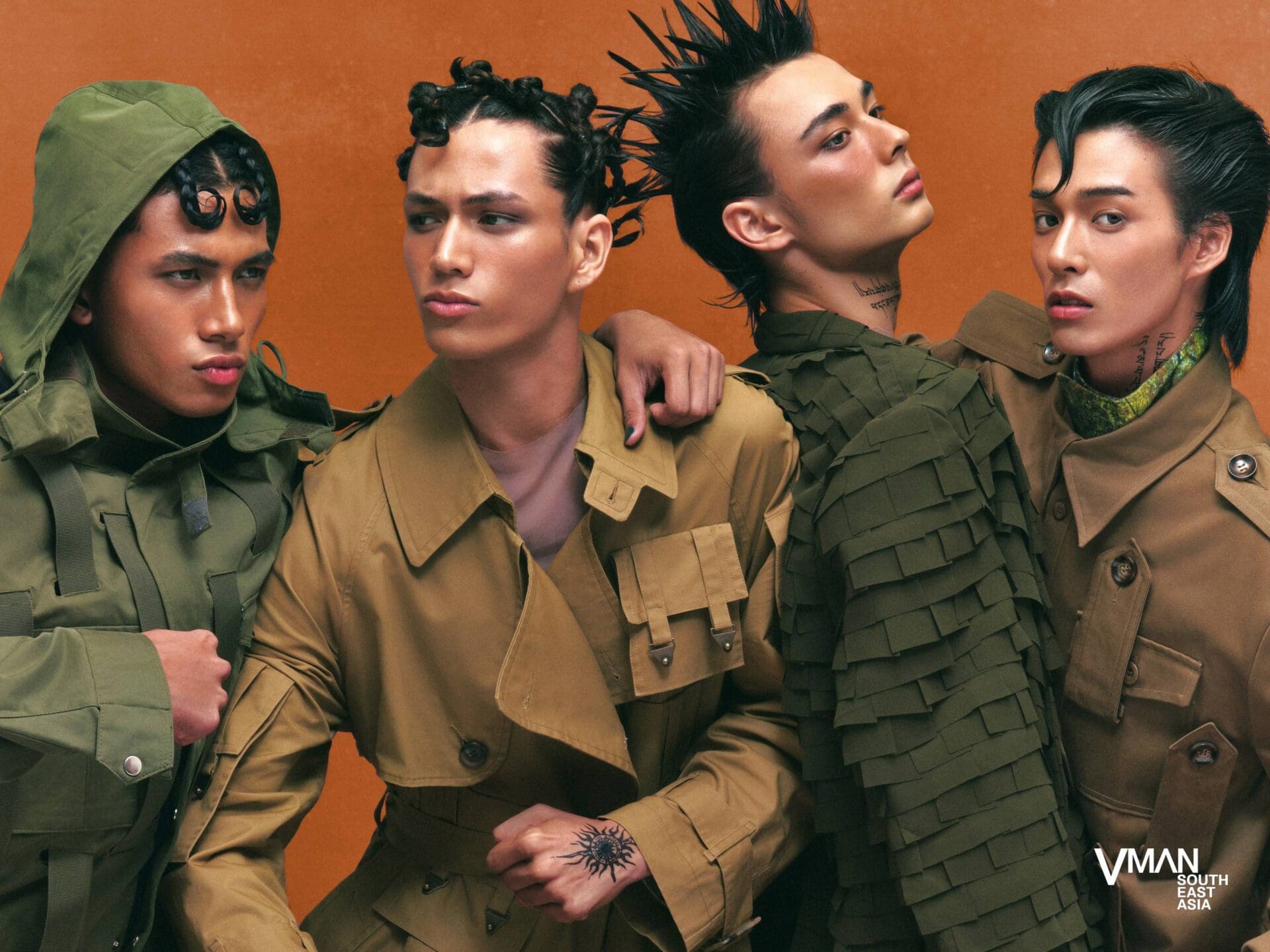 Jubei, Diego, Eugene, and Kensuke wear all clothing KIM CLARK