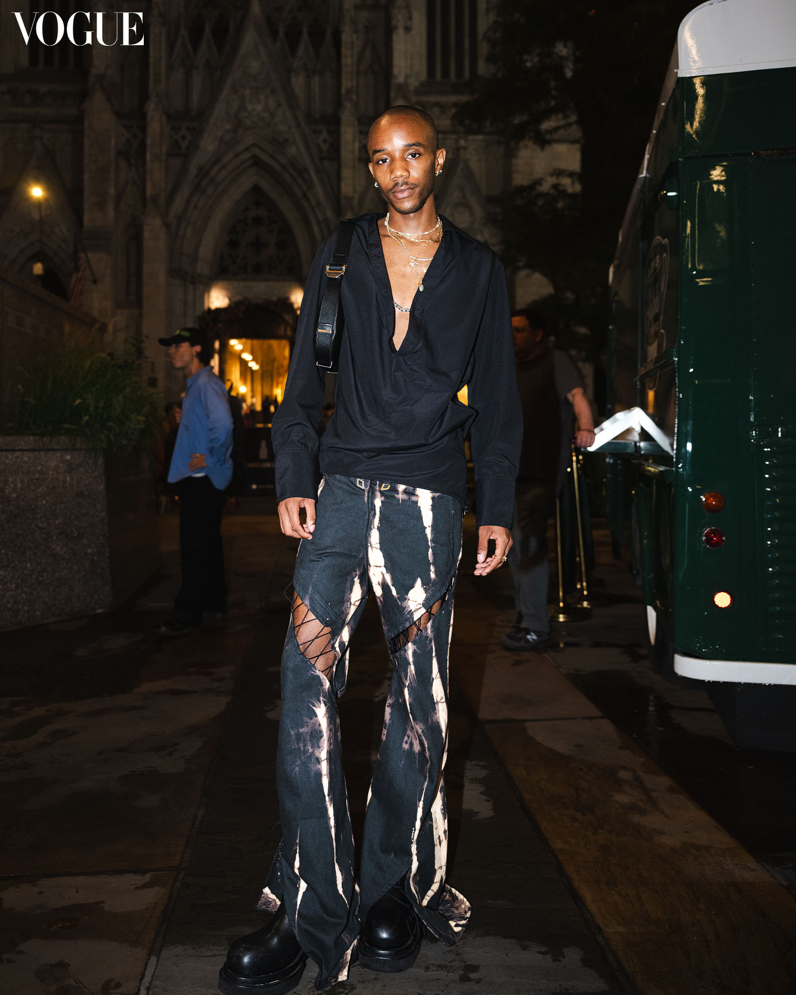 Quil Lemons at Eckhaus Latta Spring 2024 at New York Fashion Week.