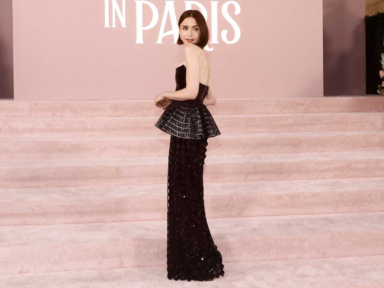 Lily Collins Emily in Paris Armani Privé