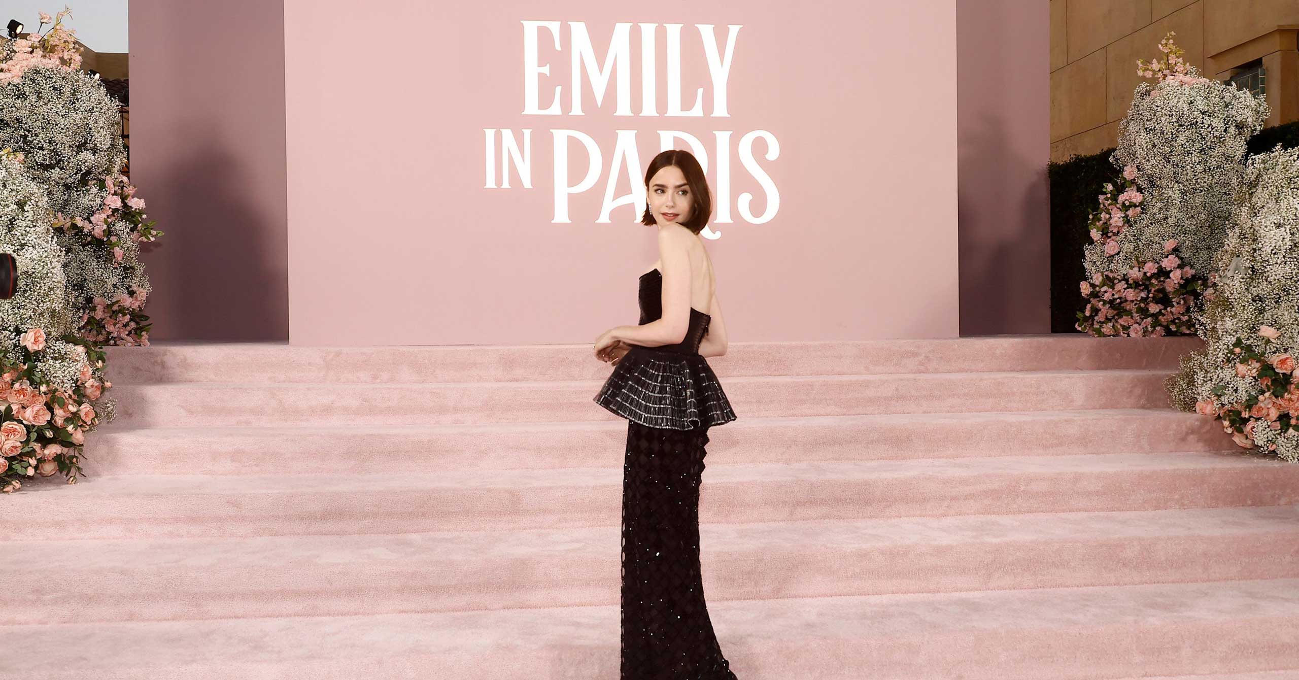 Lily Collins Emily in Paris Armani Privé