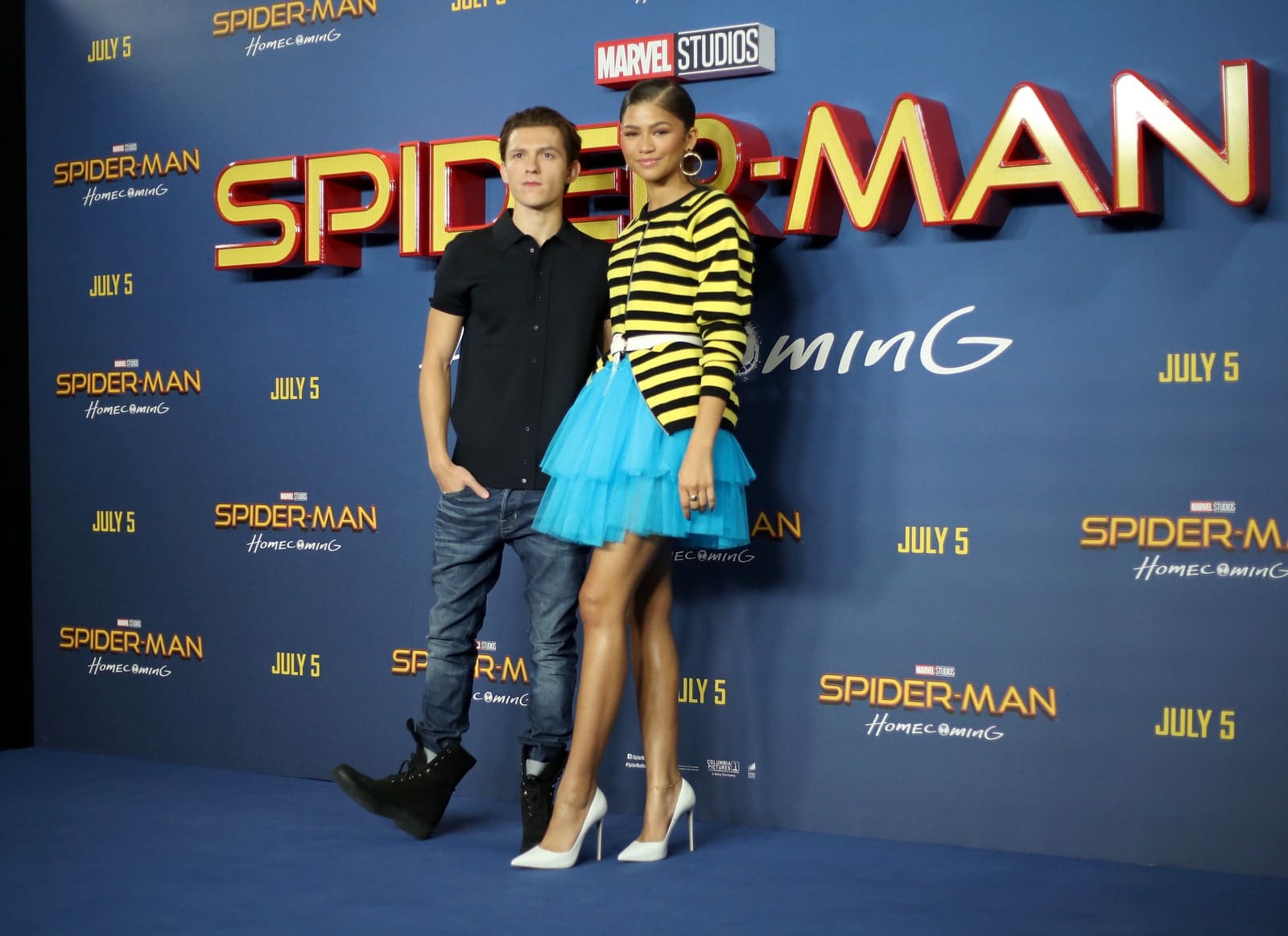 Zendaya and Tom Holland at the Spider-Man: Homecoming premiere