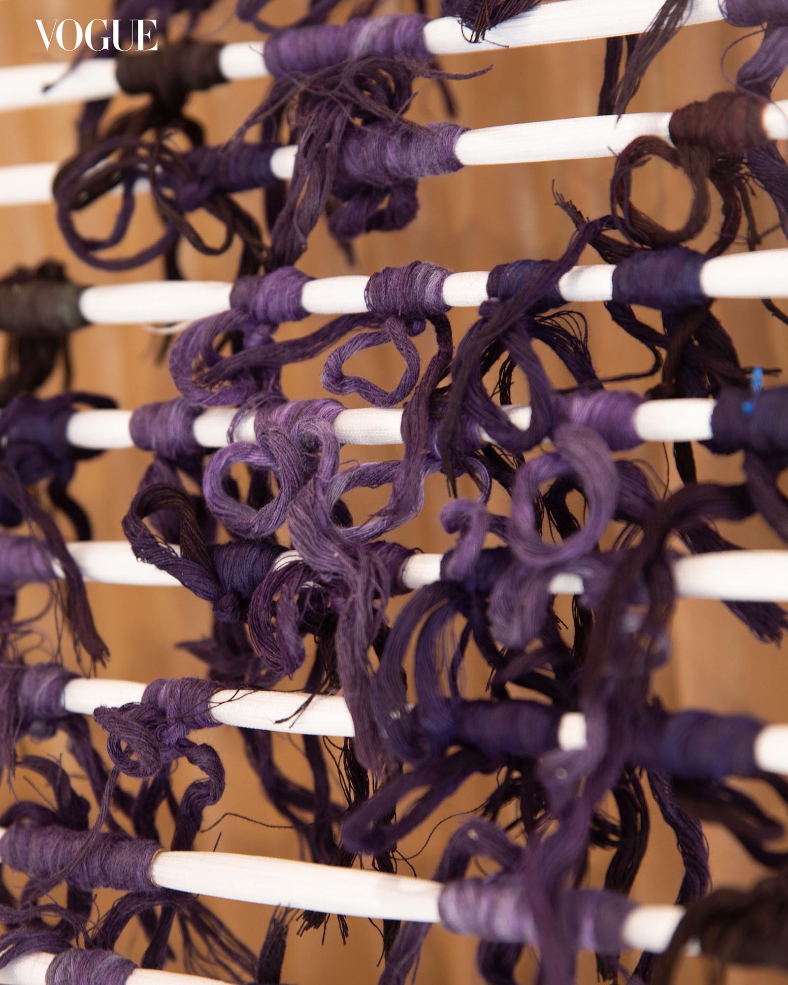 Close up of the ikat being woven.