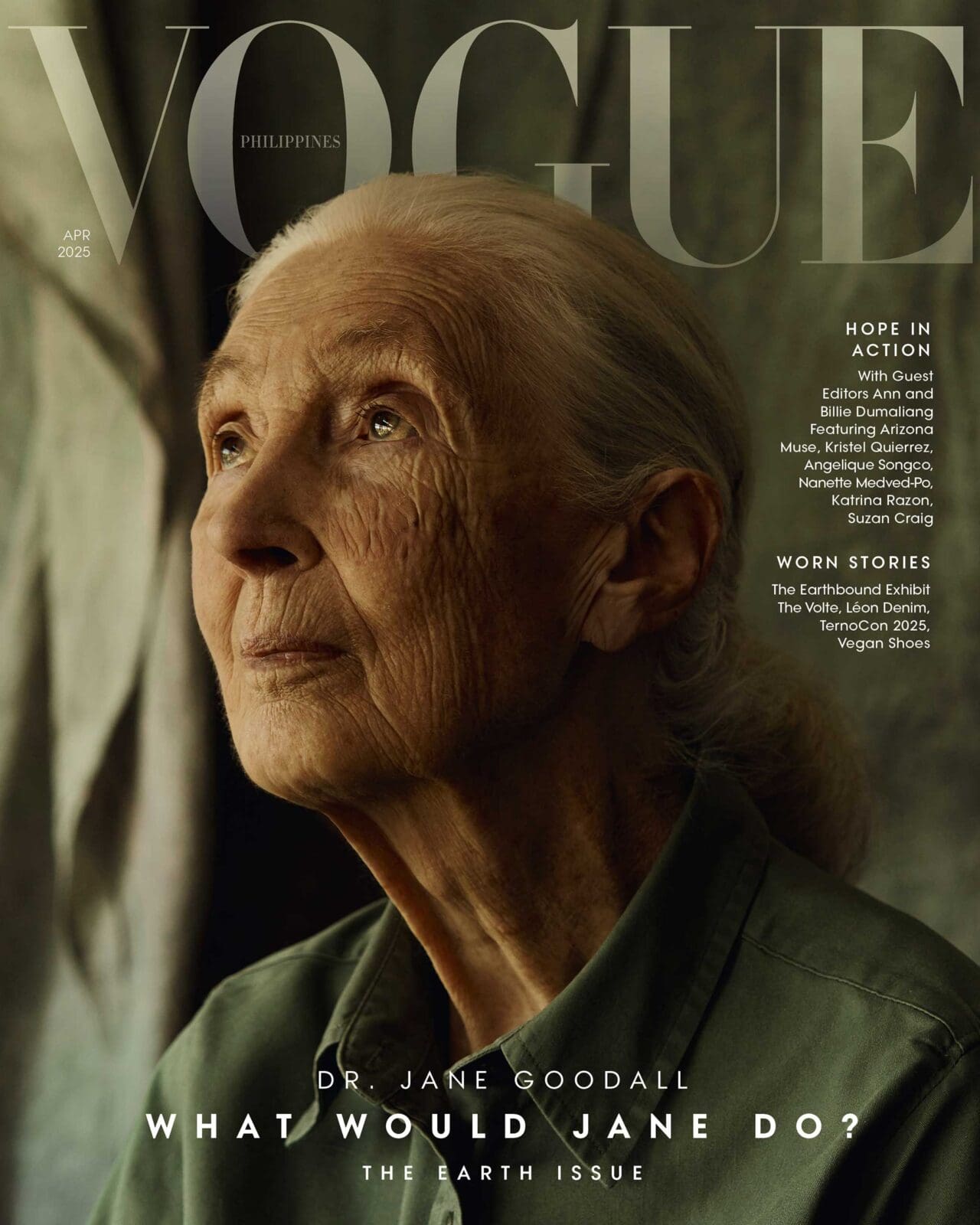 Jane Goodall Vogue Philippines April 2025 Cover photographed by Artu Nepomuceno