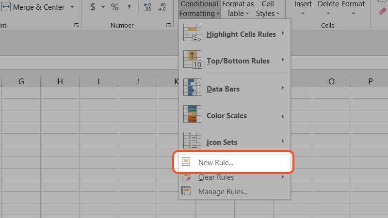 Chọn New Rule… tạo định dạng mới theo nhu cầu của bạn