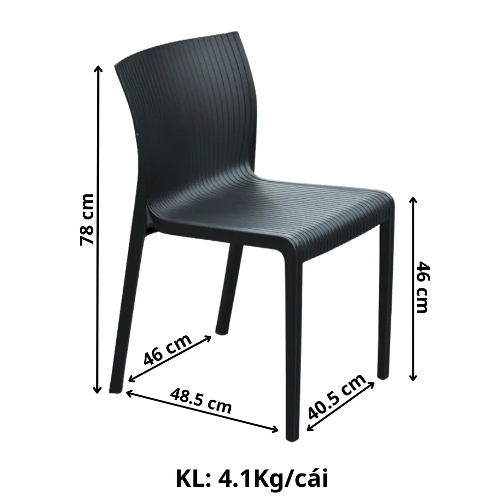 Kích thước ghế sóng không tay TM16
