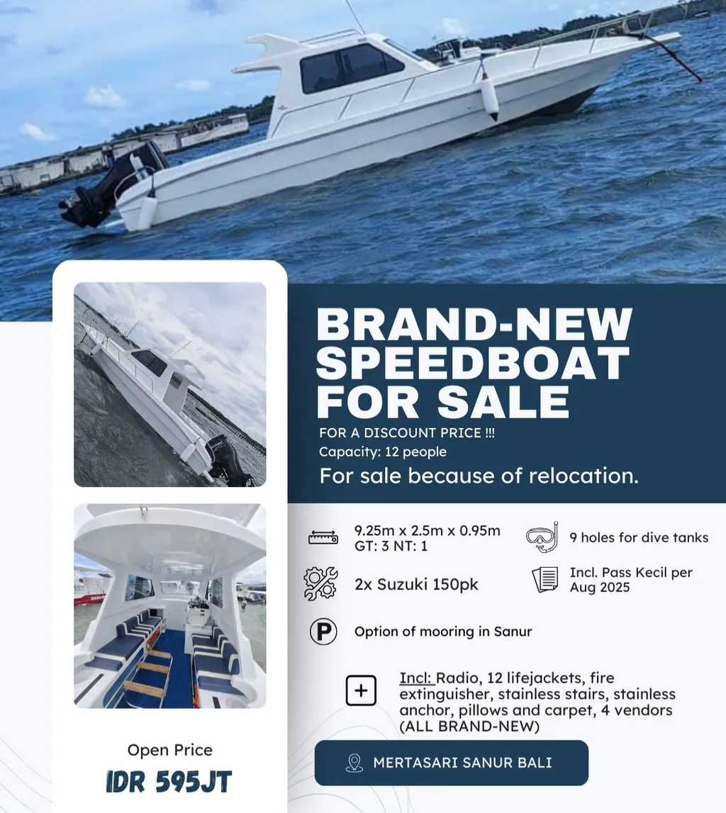 Brand New Speedboat 12 Pax – Siap Pakai di Bali (Harga Spesial)