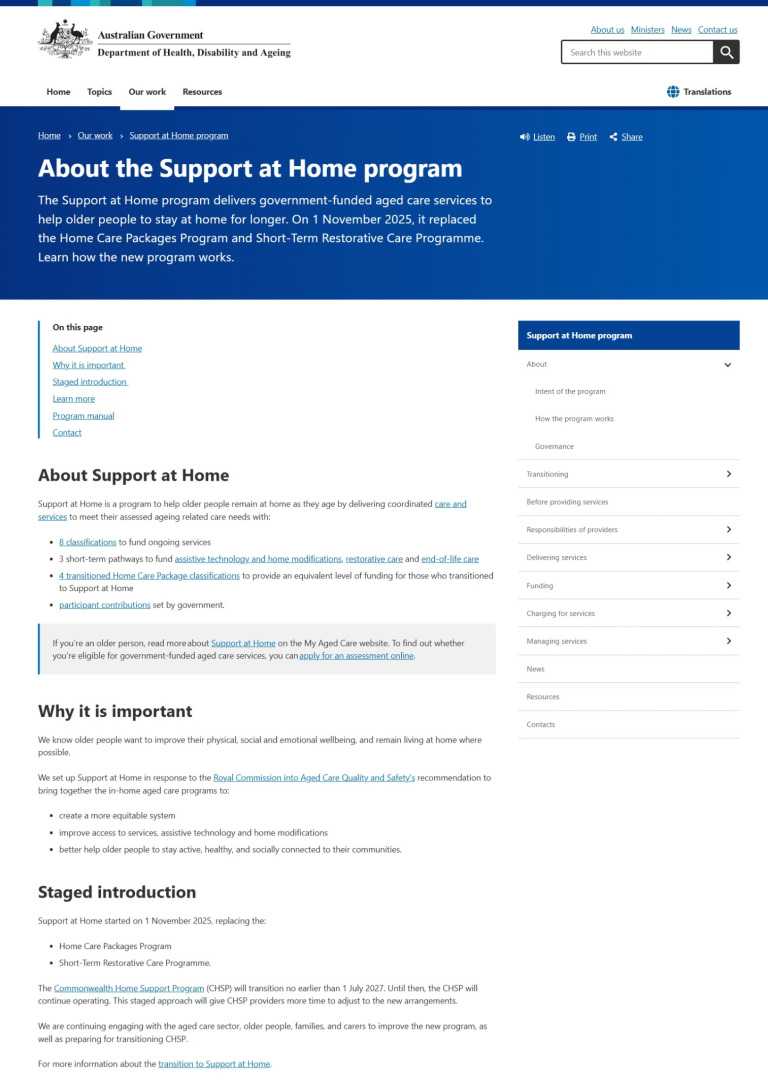 Support At Home Rates Support at Home - OPAN
