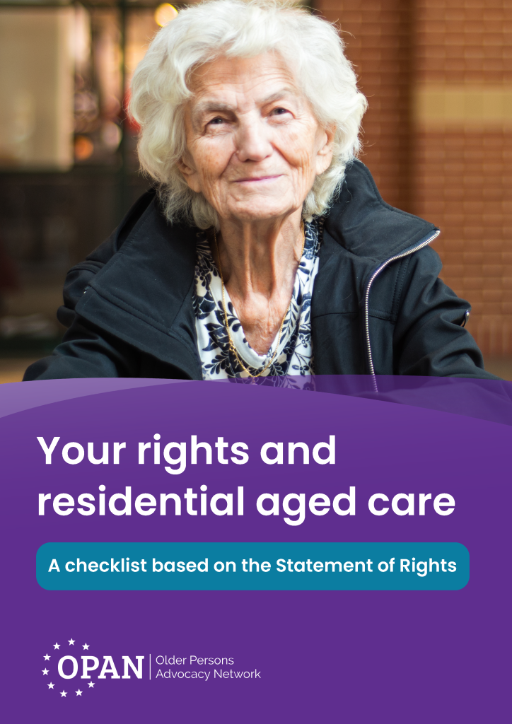 Preview image of the front cover of the 'Your rights and residential aged care' checklist booklet