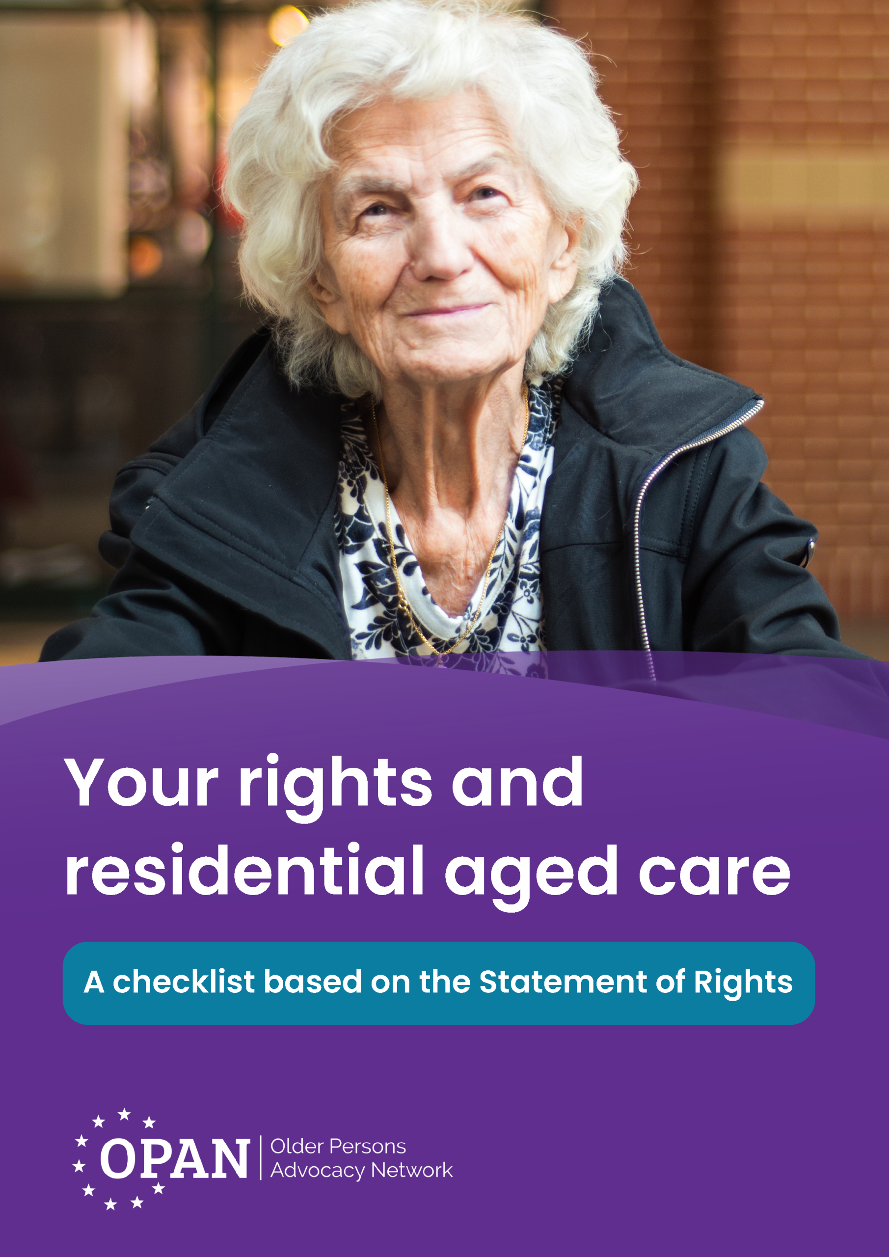 Preview image of the front cover of the 'Your rights and residential aged care' checklist booklet