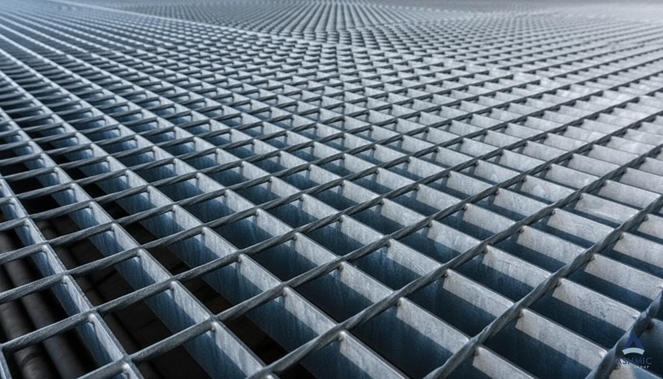 Industrial steel grating products including walkway grating, platform systems, stair treads and drainage solutions for commercial applications