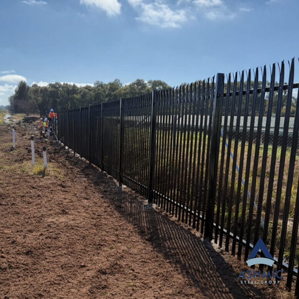2.4m High Palisade Security Fencing with HDG and Satin Black Powder Coating (RAL9005) – 600 Linear Meters Supplied in Sydney