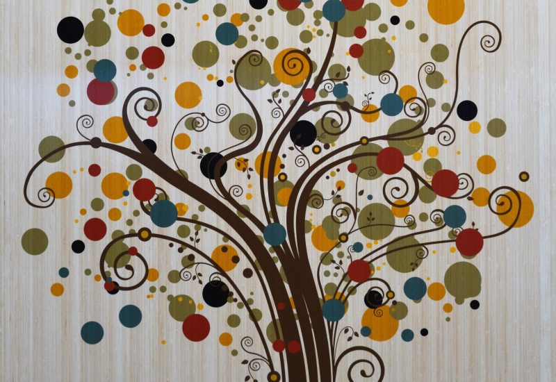 Bamboo Panel With Printed Tree Design, On Narrow Grain Natural