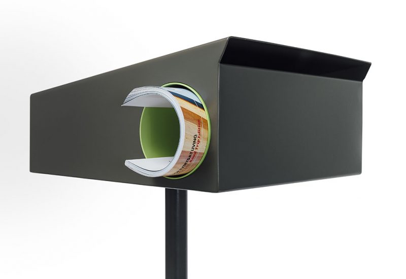 Arko Furniture Cove Letterbox with green newspaper tube