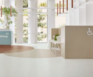Bio-based homogeneous vinyl flooring for healthcare