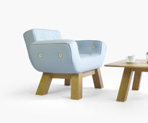 Yellow Diva MC1 buttoned armchair coffee table