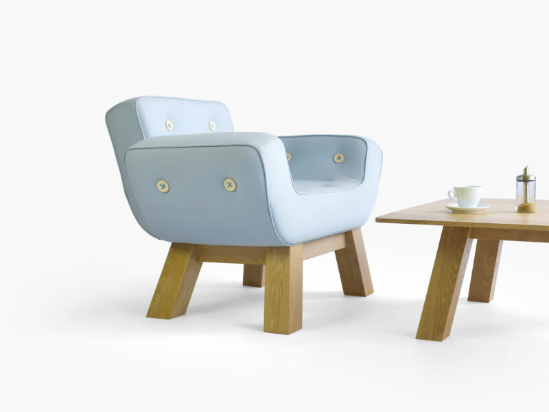 Yellow Diva MC1 buttoned armchair coffee table