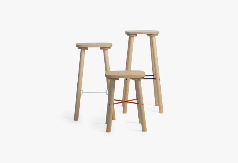 Yellow Diva Milker timber low bar stool