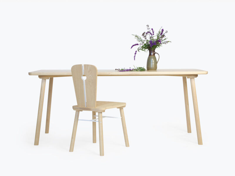 Yellow Diva Milker timber dining table chair