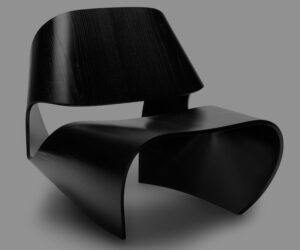 Brodie Neill, Cowrie Chair, 2013, Plywood faced with Ebonised Ash, 750 x 740 x H 640mm. Image courtesy the artist.