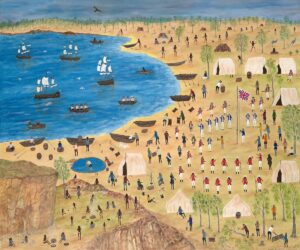 Marlene Gilson The landing 2018 synthetic polymer paint on canvas 100.7 × 120.5 cm National Gallery of Victoria, Melbourne Purchased, Victorian Foundation for Living Australian Artists, 2019 © Marlene Gilson Photo: Predrag Cancar / NGV