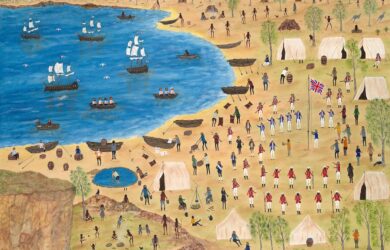 Marlene Gilson The landing 2018 synthetic polymer paint on canvas 100.7 × 120.5 cm National Gallery of Victoria, Melbourne Purchased, Victorian Foundation for Living Australian Artists, 2019 © Marlene Gilson Photo: Predrag Cancar / NGV