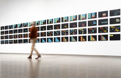 Peter Atkins, Dr No (after Maurice Binder) 2020–23. SUPERsystems: Peter Atkins and Dana Harris, installation view, TarraWarra Museum of Art, 2024 Courtesy of the artist, Tolarno Galleries, Melbourne and GAGprojects, Adelaide Photo: James Henry