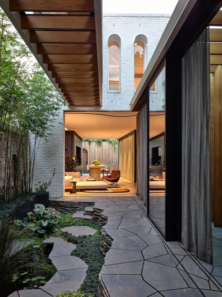 Seamless flow between indoor and outdoor space, photographed for green magazine issue 91: Lit Up by Derek Swalwell.