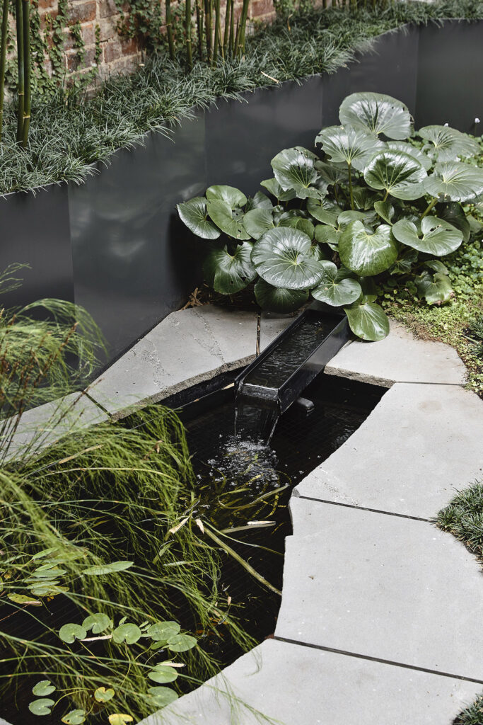Sound of trickling water fills the courtyard, photographed for green magazine issue 91: Lit Up by Derek Swalwell.
