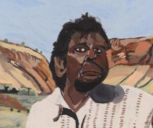 Vincent Namatjira (Western Aranda, born 1983), Albert Namatjira 2021, synthetic polymer paint on linen, 61 × 76 cm. The University of Melbourne Art Collection.
