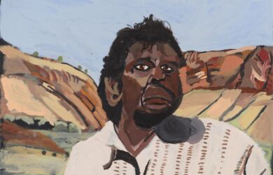 Vincent Namatjira (Western Aranda, born 1983), Albert Namatjira 2021, synthetic polymer paint on linen, 61 × 76 cm. The University of Melbourne Art Collection.