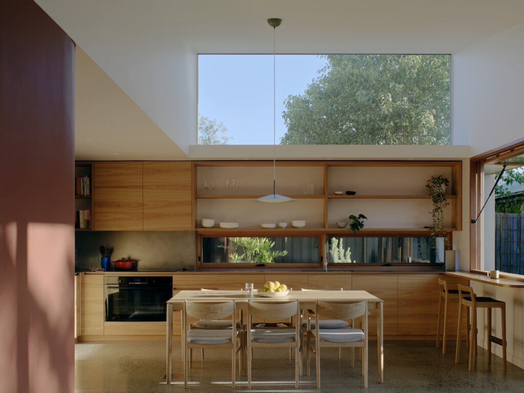 Northern clerestory window admitting light and framing the sky, photographed for green magazine issue 106: Embroidered by Tom Ross.