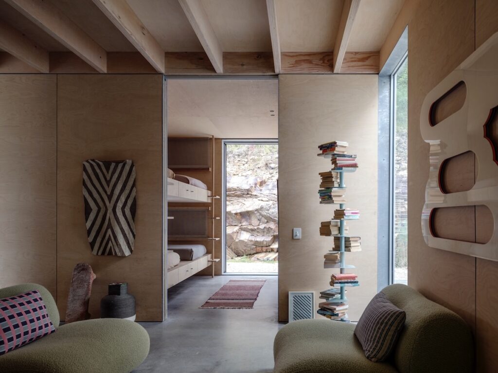 Simple pine interior with inbuilt bunk beds, photographed for issue 106.