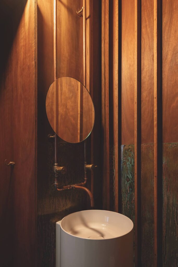 Bathroom sink at Fort House, photographed for issue 108: Out Look by Clinton Weaver.