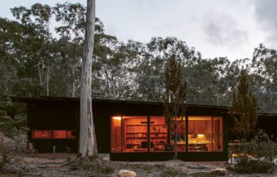 Rather than employing Shou Sugi Ban (the Japanese technique of wood burning), Clare opted for charred black timber stain as a more cost-effective external wood preserver. Photo credit Anjie Blair
