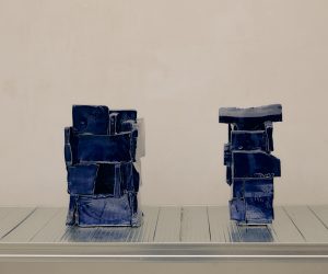 Robert Davidov. Small Acts of Permenence. Ceramic Sculpture, cobalt blue glaze. Photography Casper Plum