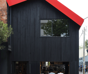 Hakuu black yakisugi (shou sugi ban) cladding in an architectural setting