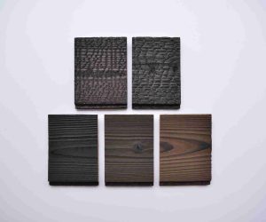 Free yakisugi sample box with Hakuu, Benii and Sumii charred cedar boards